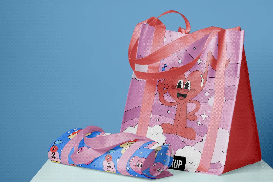 品牌环保塑料手提袋编织袋购物袋vi多角度展示智能样机PSD素材【004】